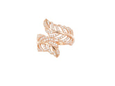 Fashionable Style Leaf Design Rose Gold Colour 925 Sterling Silver Ring studded with CZ